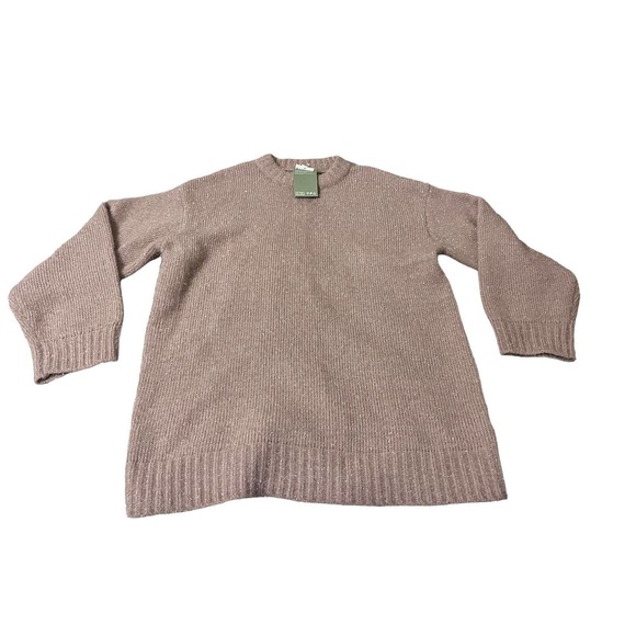 H&M Pink Sweater Dress Tunic Gold Thread Sparkle Long Sleeve Large NWT - Picture 1 of 6